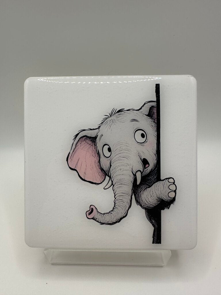 4" Square Coaster - Elephant