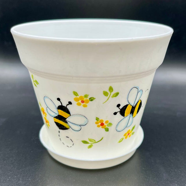Small wh pot w/bees-E