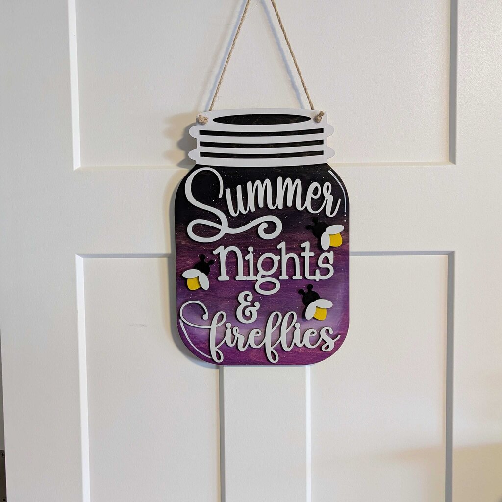 HD - Door Sign - Mason Jar Fireflies