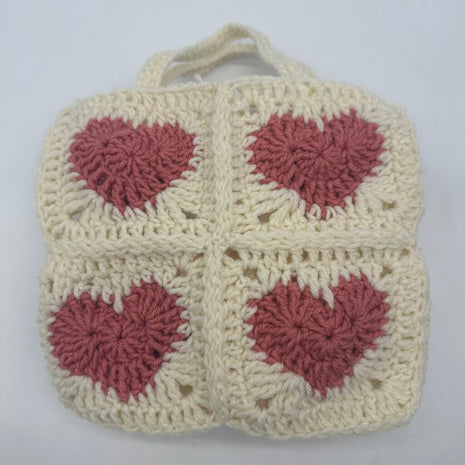 Crochet Mini Heart Tote Bag