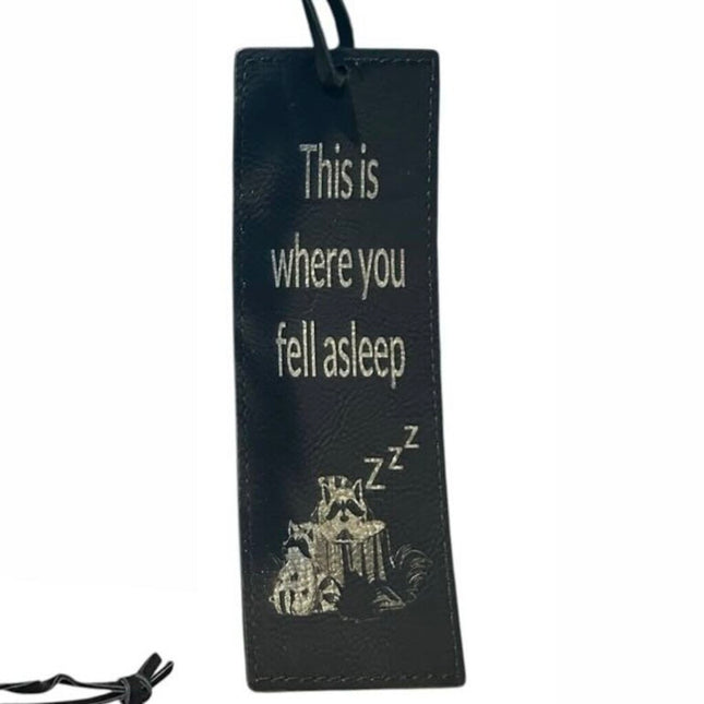 Black Leather Bookmark Raccoon Where You Fell Asleep