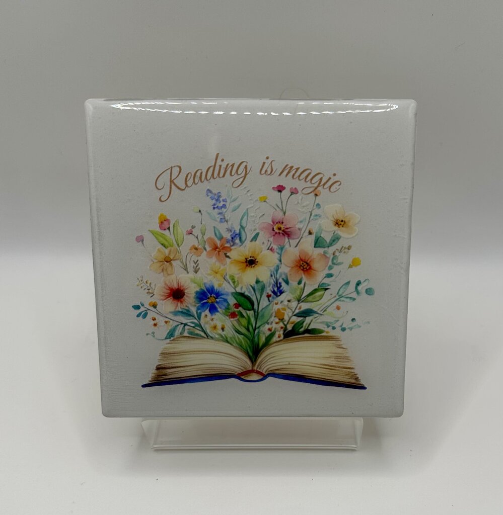 4" Square Coaster - Reading Is Magic