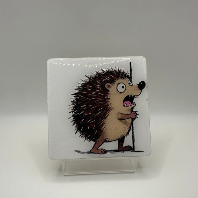 4" Square Coaster - Hedgehog