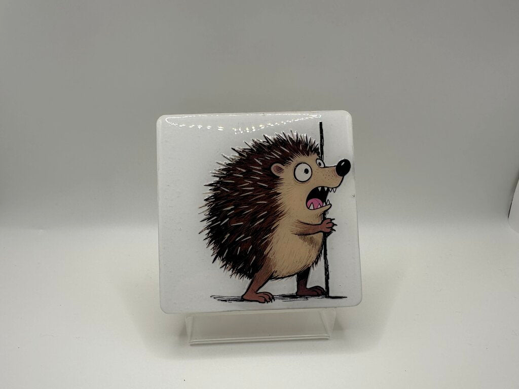 4" Square Coaster - Hedgehog