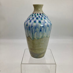 Pearl White/Blue Peacock Vase - view 3