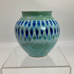 Vase- Robin's Egg/Cobalt Peacock - view 1