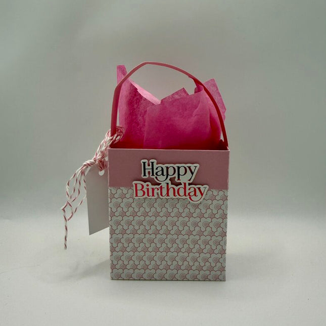 Mini Gift Bags - Happy Birthday Pink/White