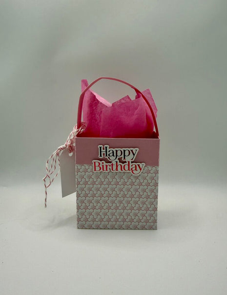 Mini Gift Bags - Happy Birthday Pink/White