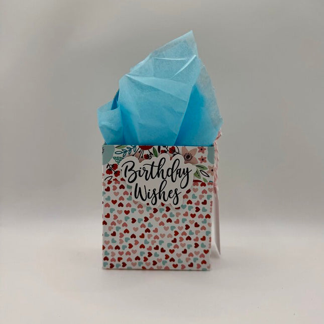 Mini Gift Bags - Birthday Wishes Flowers/Colored Hearts