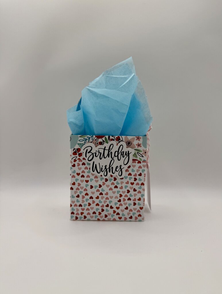 Mini Gift Bags - Birthday Wishes Flowers/Colored Hearts