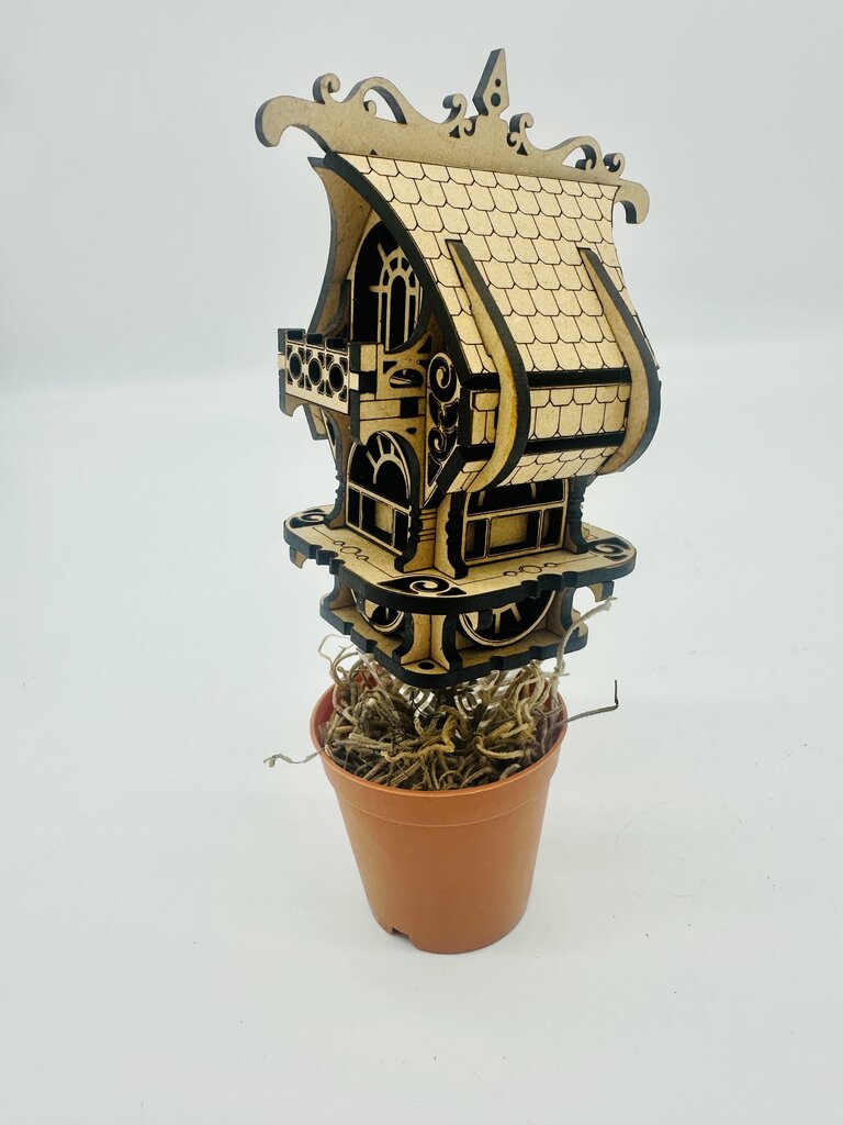 Plant Fairy House - Curved Roof - Unpainted