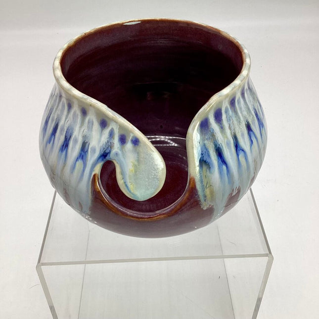 Yarn Bowl-Merlot/Blue White