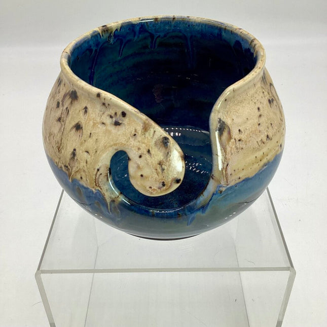 Yarn Bowl-Sapphire/Brown