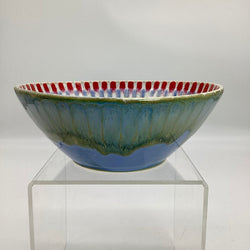 Serving Bowl- Red/Ice Blue Peacock - view 3