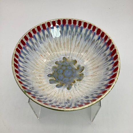 Serving Bowl- Red/Ice Blue Peacock
