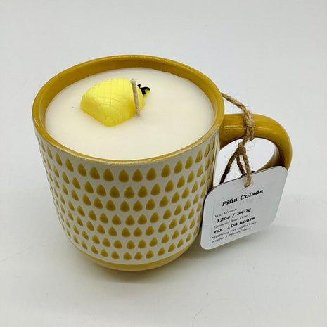 Pina Colada (Yellow Teardrop Mug) - Mug Candle - 100% Soy Wax