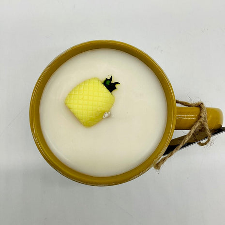 Pina Colada (Yellow Teardrop Mug) - Mug Candle - 100% Soy Wax