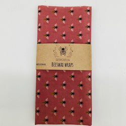 Beeswax Wrap Bread Bag Pink Bees - view 1