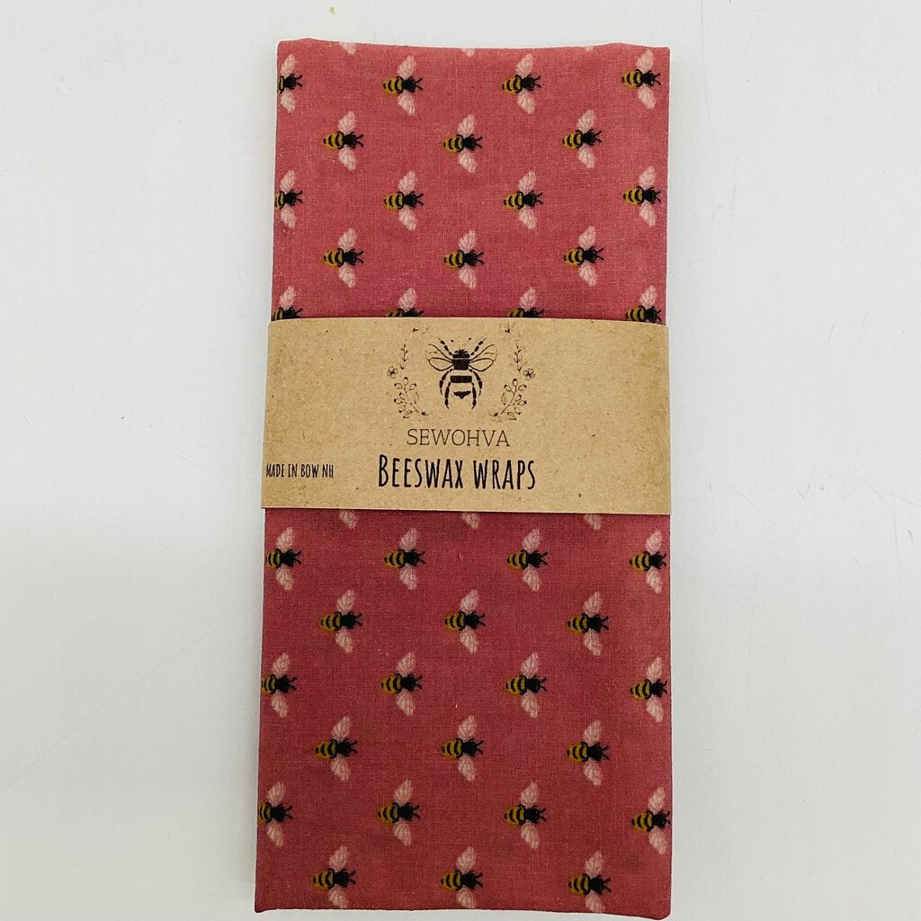 Beeswax Wrap Bread Bag Pink Bees