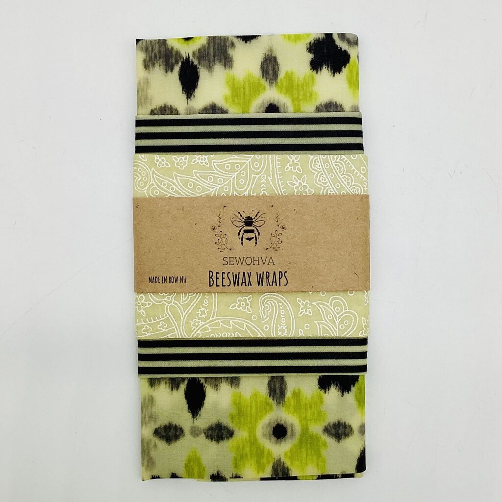 Beeswax Wraps 3 Pack, Green and Black