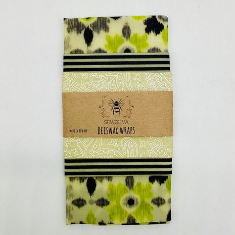Beeswax Wraps 3 Pack, Green and Black