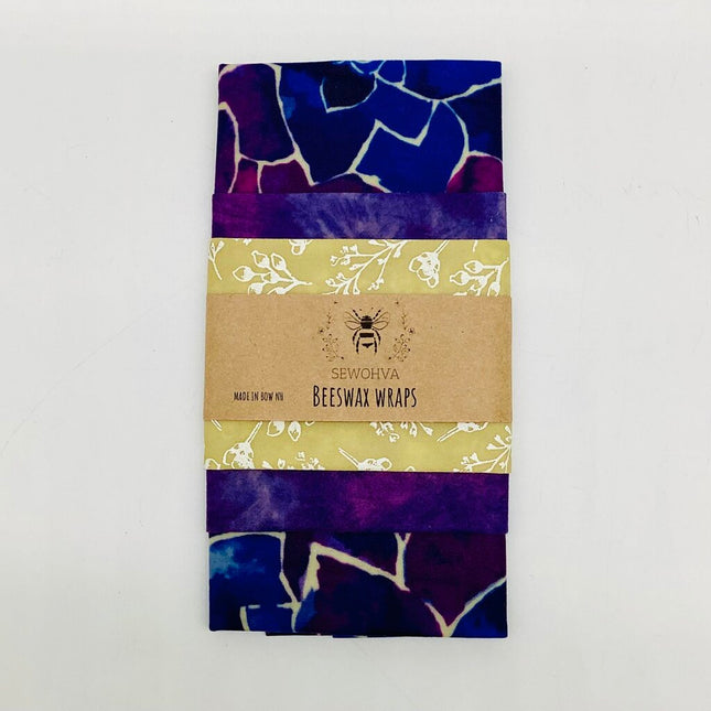 Beeswax Wraps 3 Pack, Purple Flowers