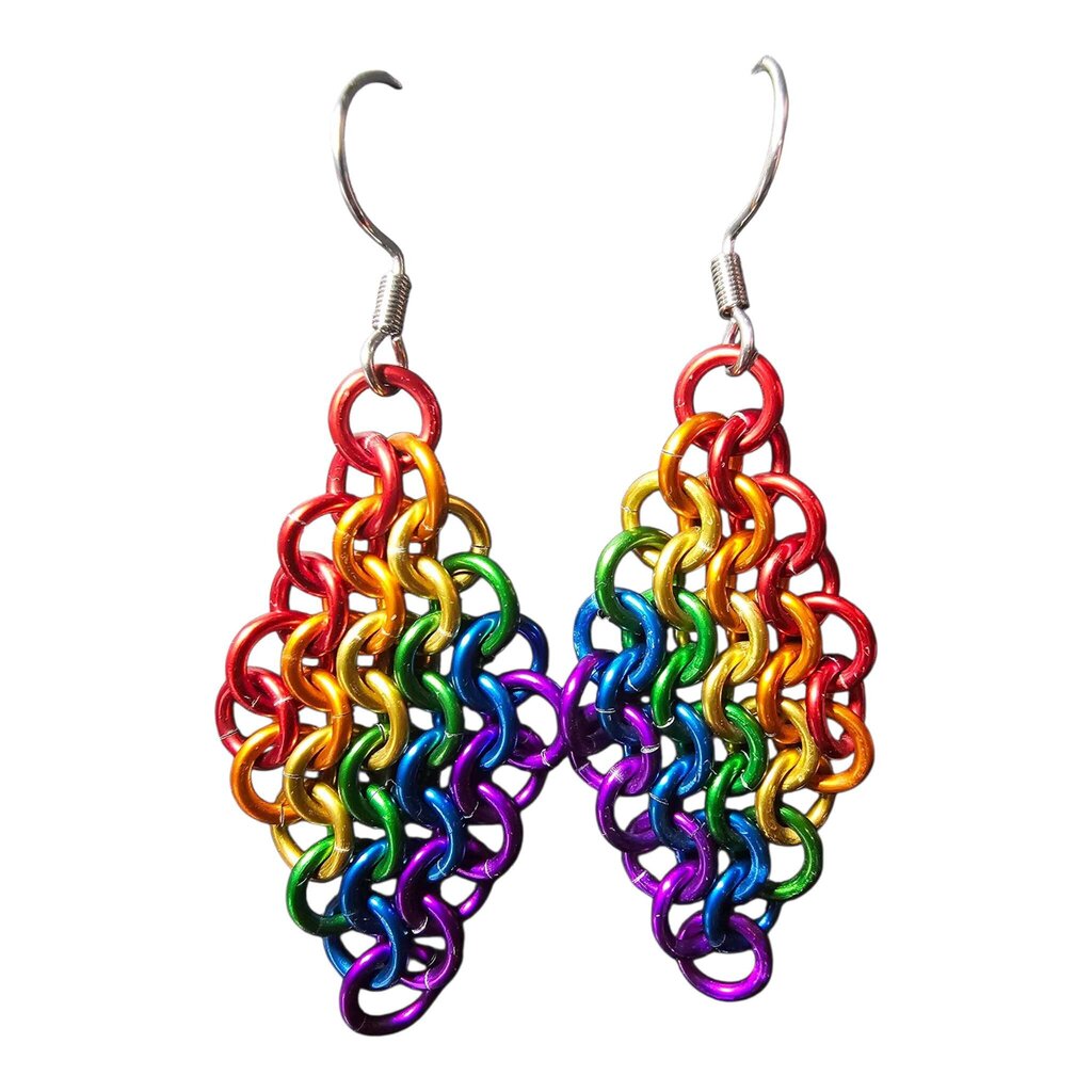 Rainbow 4 in 1 Diamond Earrings, Surgical Steel Ear Wires
