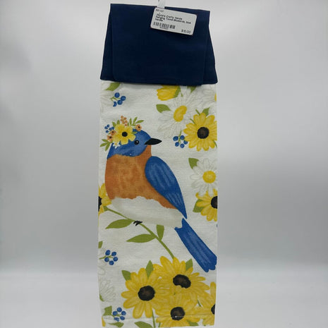 Hanging Towel-Bluebirds, blue handle