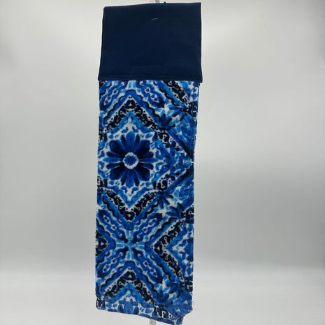 Hanging Towels-Navy handle w/Blue flower