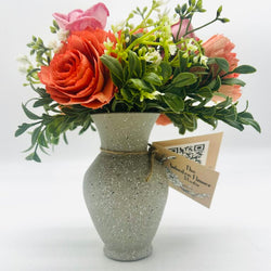Gray Vase filled with Sola Wood Flowers - view 1