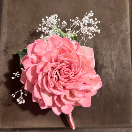 Boutonniere with Pink Sola Wood Flowers