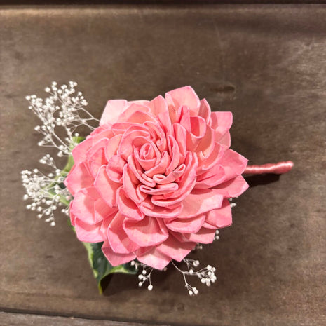 Boutonniere with Pink Sola Wood Flowers