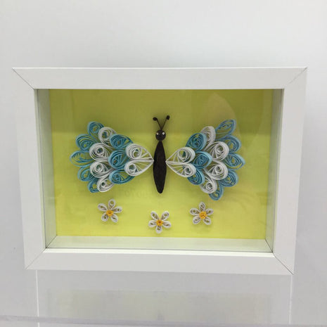 Framed Butterfly blue and white