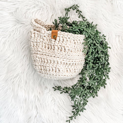 Crochet Hanging Planter with faux plant - view 2