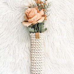 Crochet Hanging Faux Flower Arrangement Holder With Faux Floral Arrangement - view 3