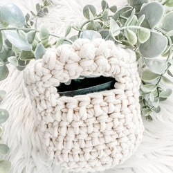 Crochet Hanging Plant Basket with Trailing Faux Plant - view 1