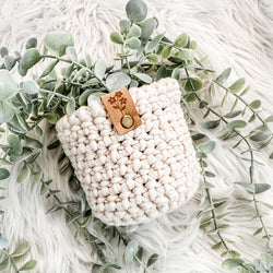 Crochet Hanging Plant Basket with Trailing Faux Plant - view 2