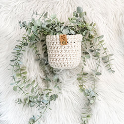 Crochet Hanging Plant Basket with Trailing Faux Plant - view 3