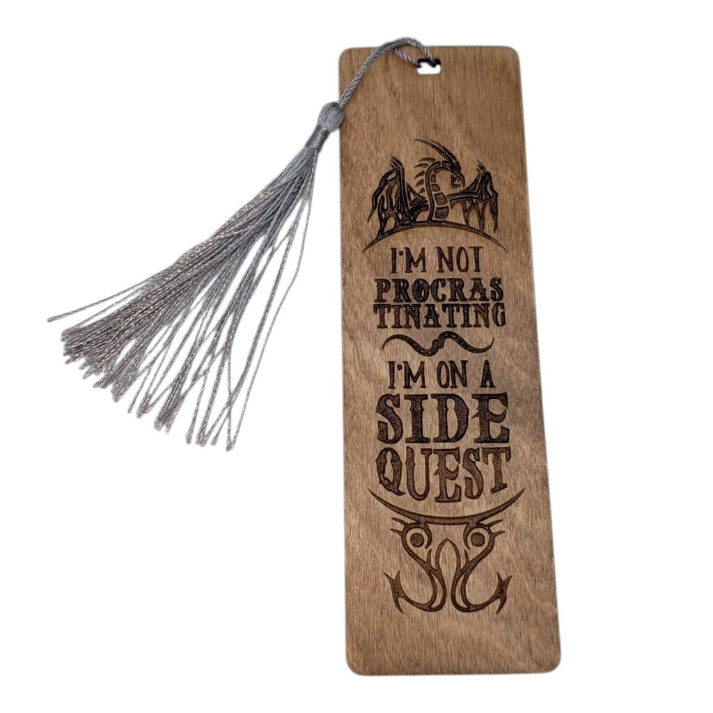 Laser Engraved wooden Bookmark, Side Quest