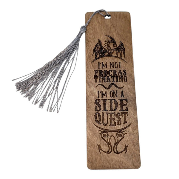 Laser Engraved wooden Bookmark, Side Quest
