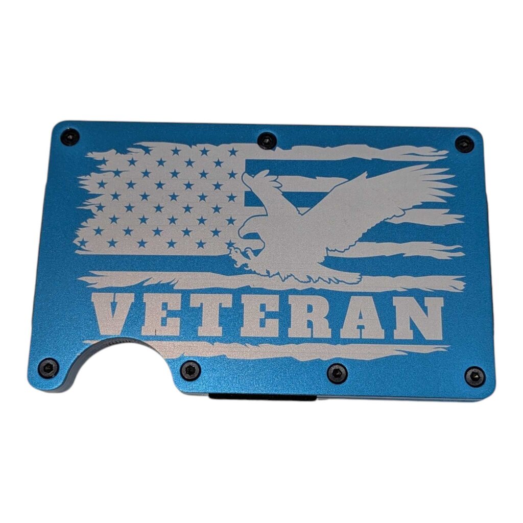 Laser Engraved Metal Wallet / Money Clip - Veteran