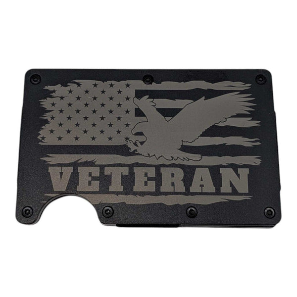 Laser Engraved Metal Wallet / Money Clip - Veteran