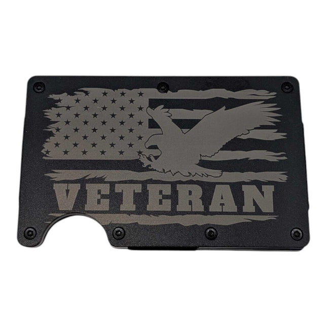 Laser Engraved Metal Wallet / Money Clip - Veteran
