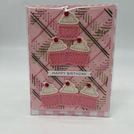 Stitched Plaid Cupcakes card