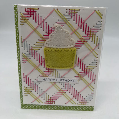 Stitched Plaid Cupcake card