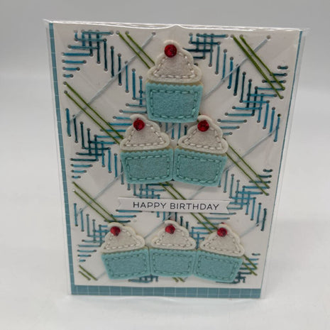 Stitched Plaid Cupcakes card