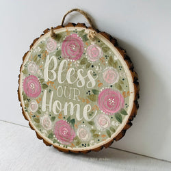 FLORAL WOOD SLICE- BLESS OUR HOME - view 4