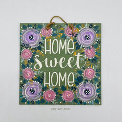 FLORAL WOOD PLAQUE- HOME SWEET HOME - view 1