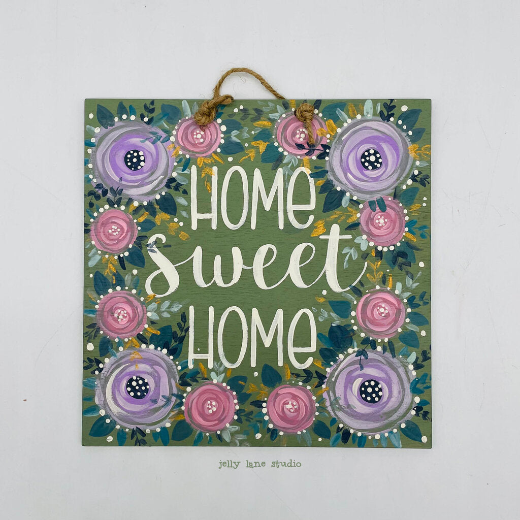 FLORAL WOOD PLAQUE- HOME SWEET HOME