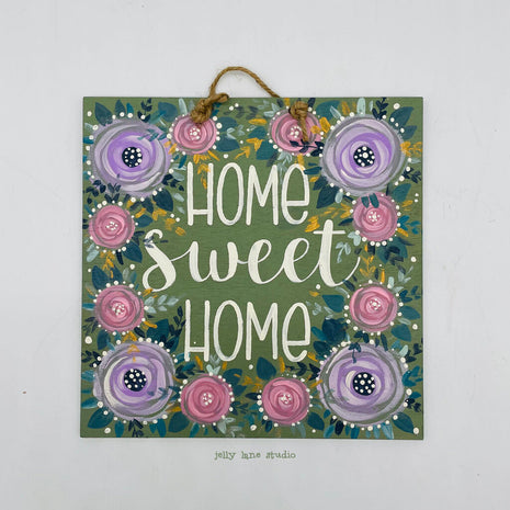 FLORAL WOOD PLAQUE- HOME SWEET HOME